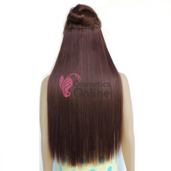 Extensie de par cu 5 Clips On delux dubla dreapta de 60 cm, Castaniu Mediu 666 33